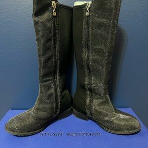 Stuart Weitzman Black Sparkle Over the Knee Boots